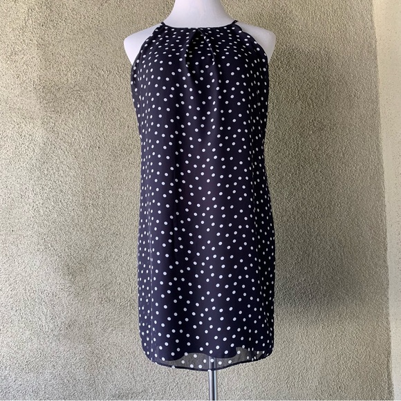 🔥5/$20🔥 “Fortune + Ivy” Navy Polka Dot Mini-Dress size M - Picture 2 of 12